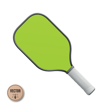 Vector 3d Realistic Pickleball Paddle Set. Blank Pickleball Paddle Isolated. Sports Paddle for Pickleball Game. Realistic Pickleball Equipment, Front View