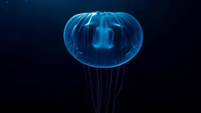 Beautiful Glowing Jellyfish in Dark Underwater Scene