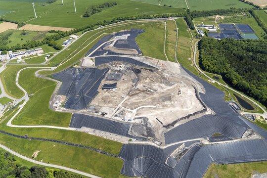 M&uuml;ll Deponie Ihlenberg, waste disposal, waste, aerial view, aerial photograph, aerial view, aerial photograph, rubbish, rubbish mountain, rubbish dump, rubbish dump, landfill, nature, environment, environmental protection, refuse, VEB, bird's eye view, Sch&ouml;nberg, Mecklenburg-Western Pomerania, Germany
