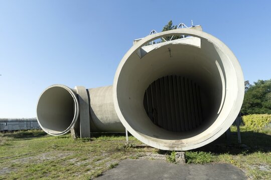 Broken wind tunnel, Junkers, technology, aerodynamics, test, trial, research, historical, concrete, Saxony Anhalt, Dessau, Germany