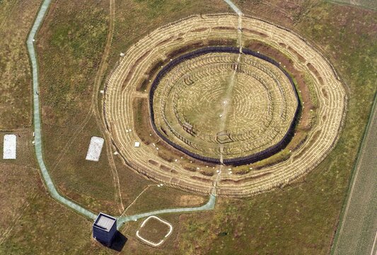 Ring sanctuary P&ouml;mmelte, circular ditch, P&ouml;mmelte, Saxony-Anhalt, Germany, aerial view