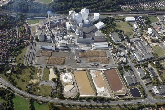 Aerial view, factory site Nordzucker Uelzen, Lower Saxony, Germany