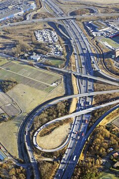 Traffic junction of the motorways A1 and A25, triangle Hamburg-S&uuml;dost, Hamburg, Germany