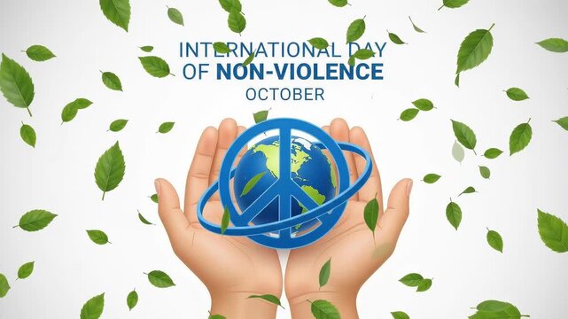International day of nonviolence with hands holding globe