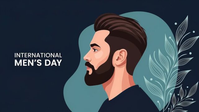 International mens day illustration with a man in profile