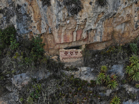 Chachapoya Mausoleum at Revash Archaeological Site in Peru