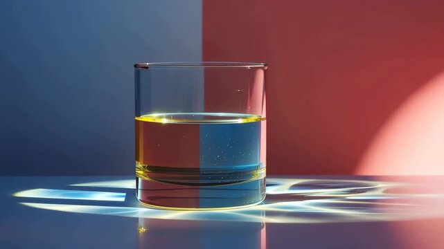 Clear Drinking Water with Colorful Prism Light
