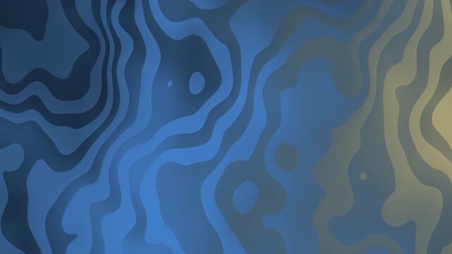 Abstract Blue and Gold Wavy Topographic Lines Background with Fluid Organic Shapes for Modern Digital Design, Presentation, and Creative Web Banner