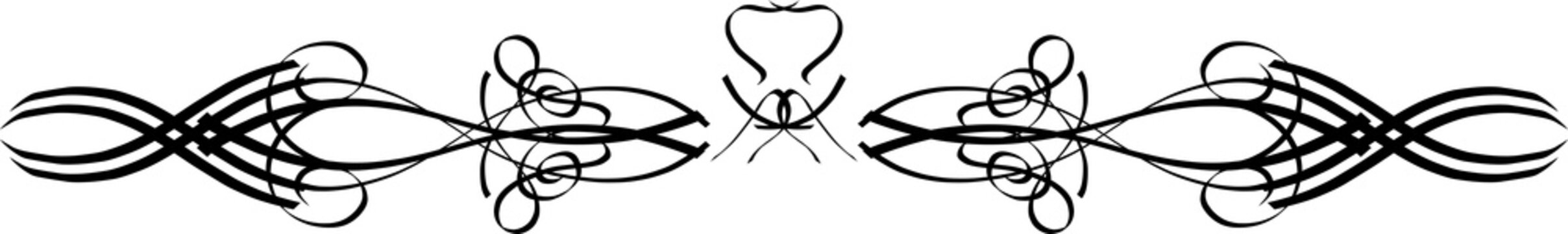 Elegant black floral swirl border ornament design element