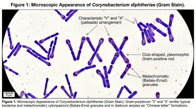 Microscopic view of Corynebacterium diphtheriae bacteria stained purple under a microscope