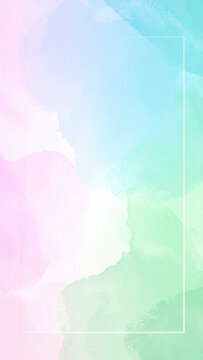 Pastel watercolor abstract background with soft gradient texture and thin rectangular frame