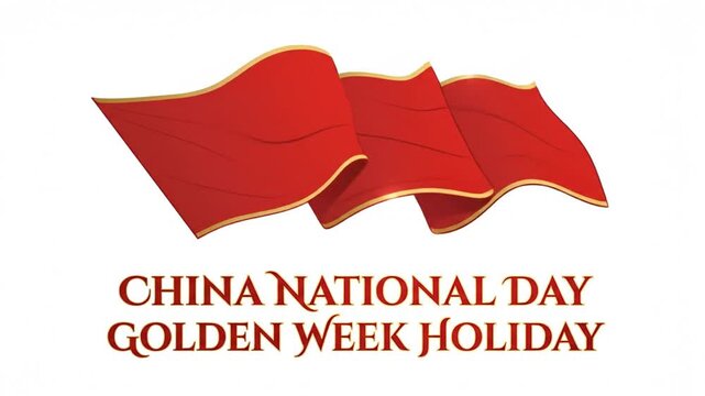 Waving Red Flags Celebrating China National Day and Golden Week Holiday