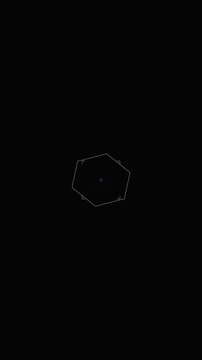 Futuristic HUD Heptagon Targeting Element with Minimalist White Lines on Black Background