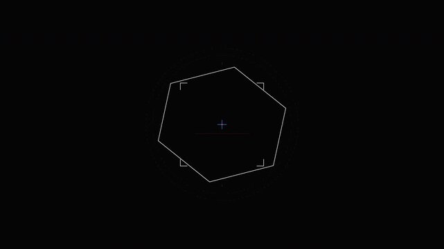 Futuristic HUD Radar Interface with Heptagon Shape and Target Crosshair for Sci-Fi Design