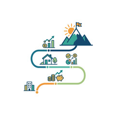 Naklejka premium Financial Planning Roadmap Infographic for Business Growth and Investment Goals