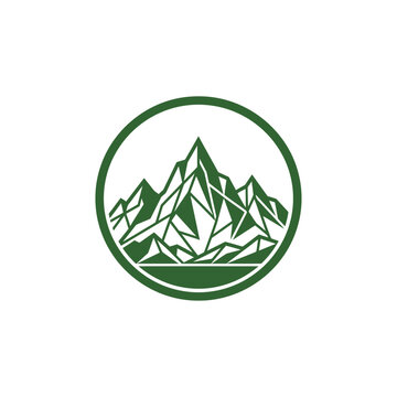 Geometric Mountain Peaks Inside Circle Icon