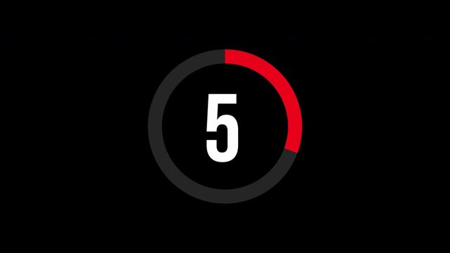 15 second red timer on transparent background, 0 to 15 second sport timer, 15 second workout break timer, red progress timer count on black background.