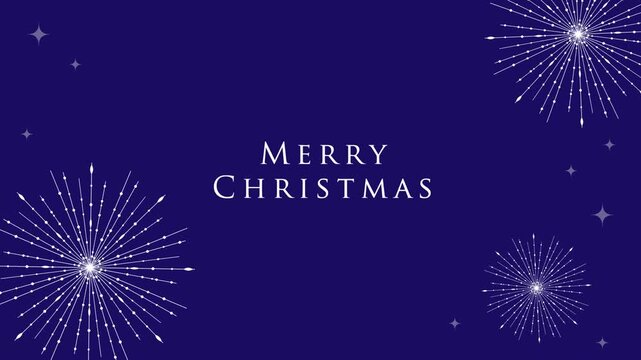 【動画素材・クリスマス】紺・ネイビーと繊細な光のキラキラアニメーション背景（MERRY CHRISTMAS・雪の結晶・夜空・動画カード・ル一プ可）