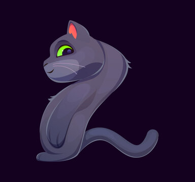 Cats font of kitten pet type for cartoon English alphabet numbers and letters typeface. Black cat font number 2 two of cute funny black kitten or kitty with lovely muzzle face for pets typography