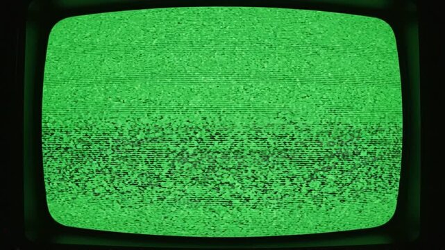 Retro Vintage Television Monitor Static Noise Green Screen Nostalgia Glitch Digital Disruption Chroma Keying Visual Signal Breakdown