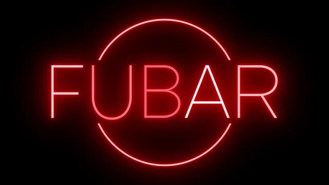 FUBAR Red Neon Sign Glowing on Dark Background
