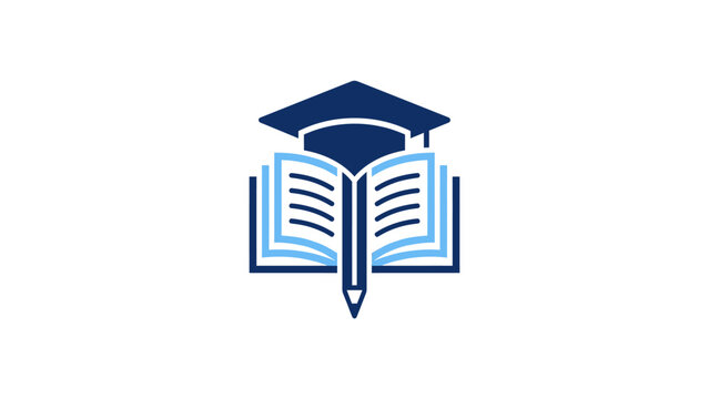 Educational Logo Design Featuring A Graduation Cap And Open Book