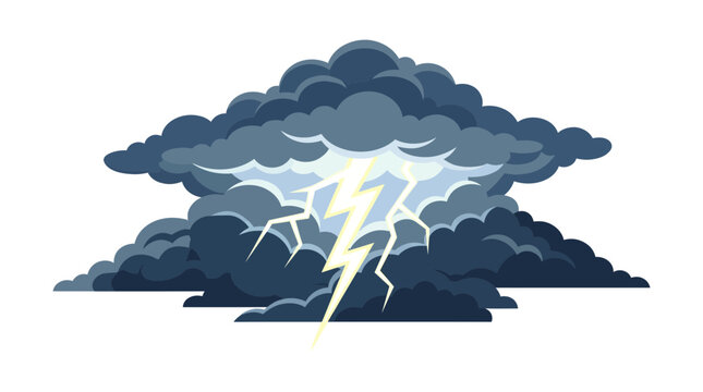 Cartoon illustration of a storm cloud with lightning bolt