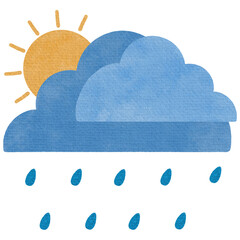 Naklejka premium overcast sky with sunshine and a light drizzle, rain clouds, the rainy season, raindrops, illustrations of clouds