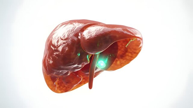 Liver Anatomy Model with Gallbladder Pathological Focus 3d Render