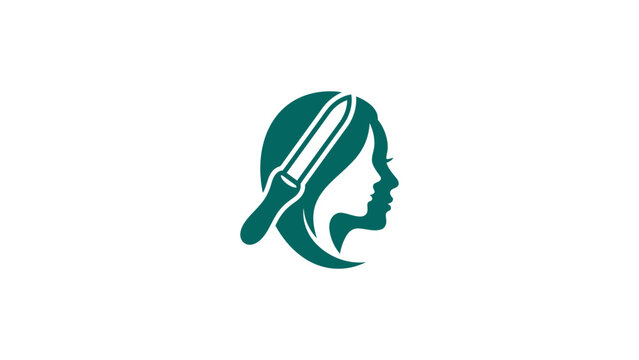 Minimalist Beauty Salon Logo Icon With Woman And Curling Iron