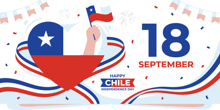 Happy chilean independence day celebration background with september