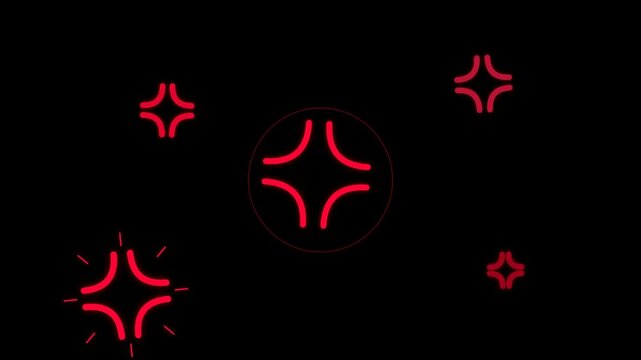 animation of cartoon angry symbol lines on a black screen the concept of bruise blow anger