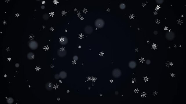 Falling snowflakes animation with soft bokeh particles
