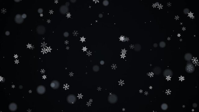Falling snowflakes animation with soft bokeh effect