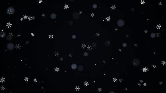 Falling snowflakes animation with soft bokeh particles