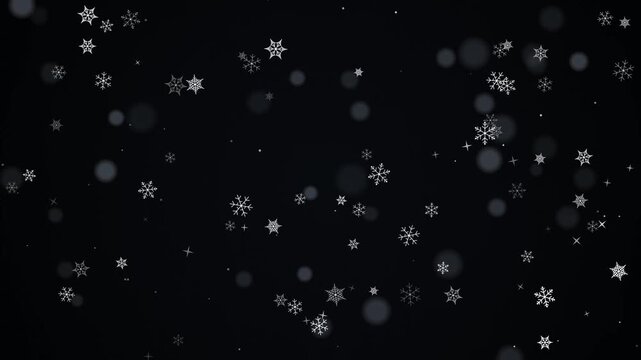 Falling snowflakes animation with soft bokeh effect