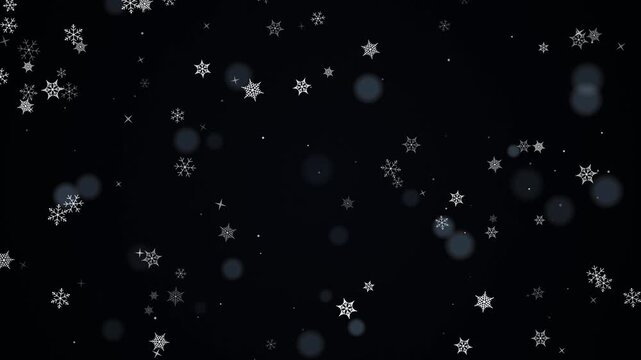 Falling snowflakes animation with soft bokeh particles