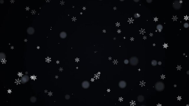 Falling snowflakes animation with soft bokeh particles