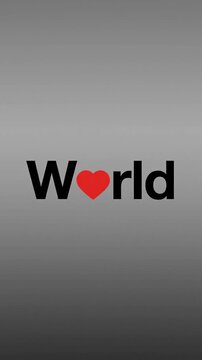 Animated heart symbol replacing the letter o in the word world