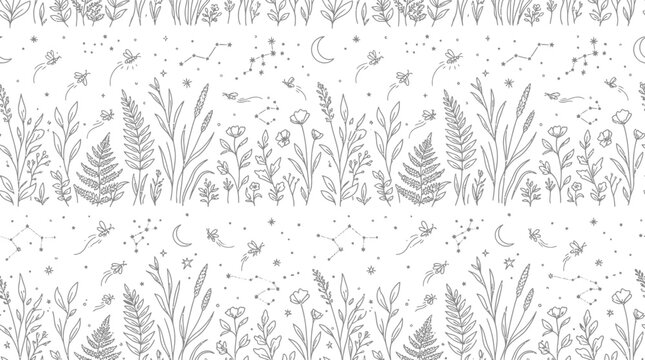 Whimsical Floral Constellation Pattern