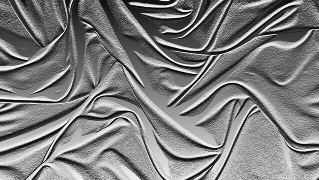 Folds material with black and white color. Crumpled textured cloth material background.