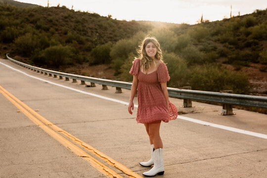 Young Woman on Desert Road