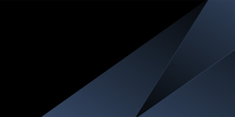 Obraz premium Abstract black and dark navy blue geometric background with overlapping diagonal angular layers. Luxury minimalist corporate layout for business presentations, covers, and web banners.