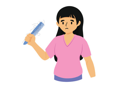 Woman Holding a Comb with Hair Loss
