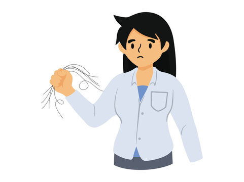 Woman Holding a Clump of Hair
