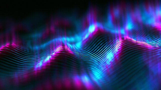 Abstract Futuristic Neon Glowing Wave Lines Background