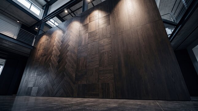 Modern Showroom Featuring Dark Wood Wall Cladding Panels