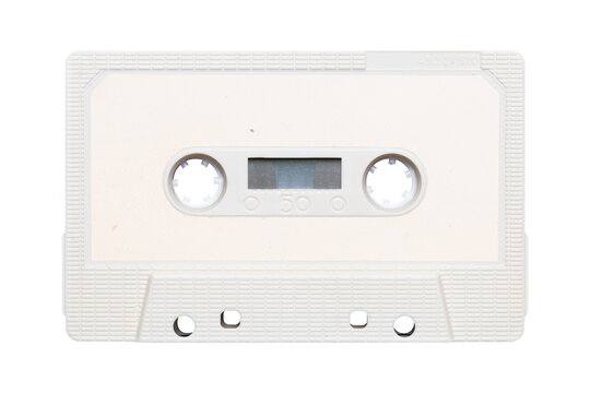 Blank off-white vintage audio cassette tape. png isolated on transparent background