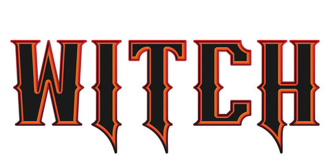 Witch text effect title with retro typography style isolated on black background © Ndoewer