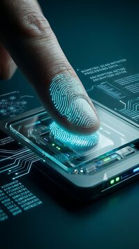 Fingerprint scan on digital security interface
